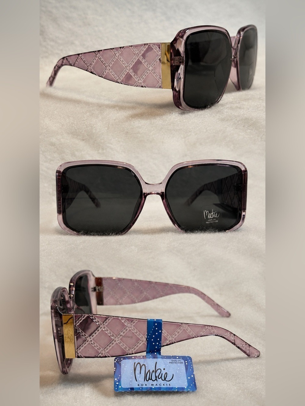 Bob Mackie Oversized Lavender Sunglasses Glam Retro Y2K Rich Mom Chic